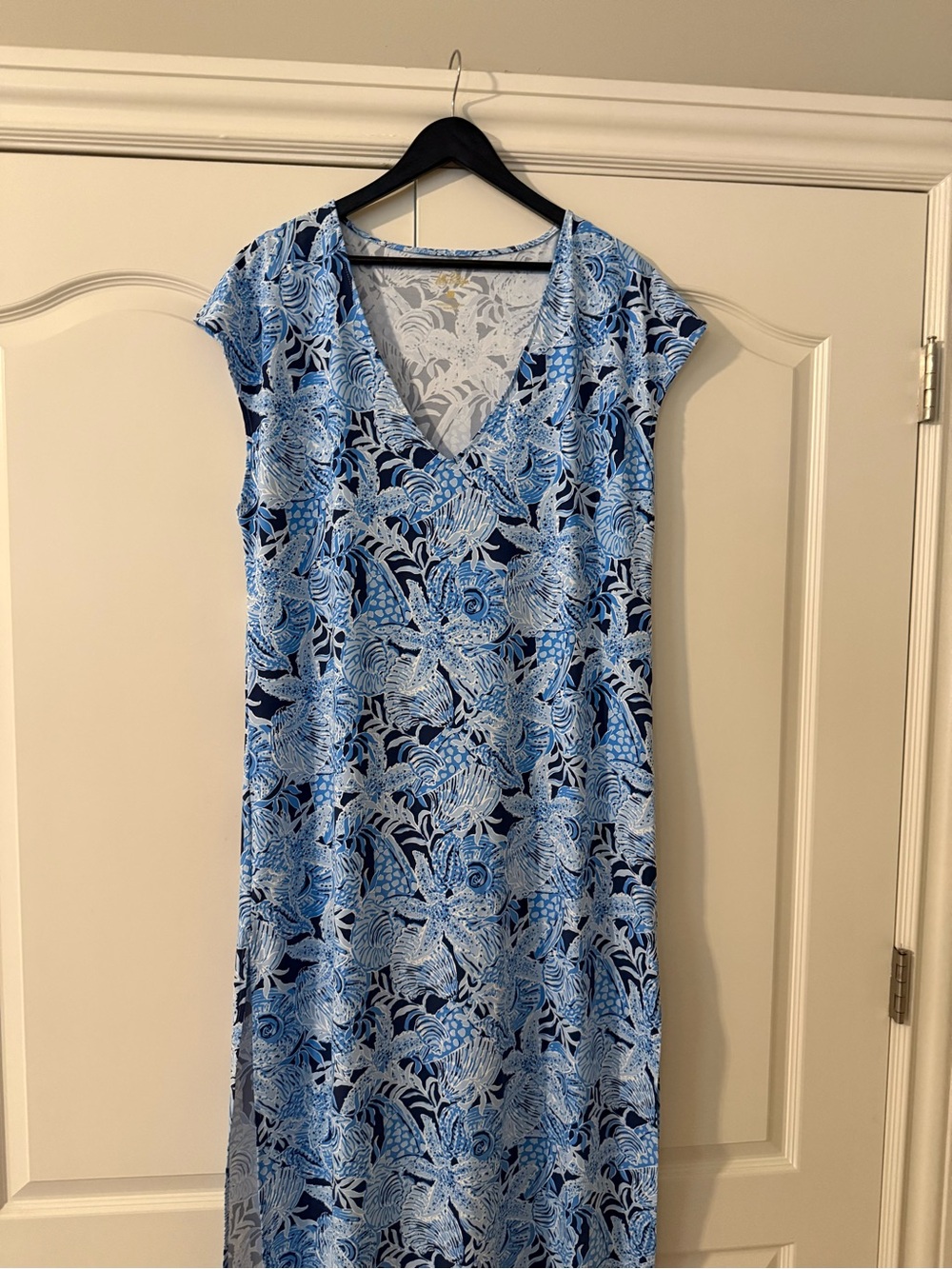 Lilly Pulitzer Talli Maxi Dress Cover-Up in Bonaire Blue Coastal Constella prin